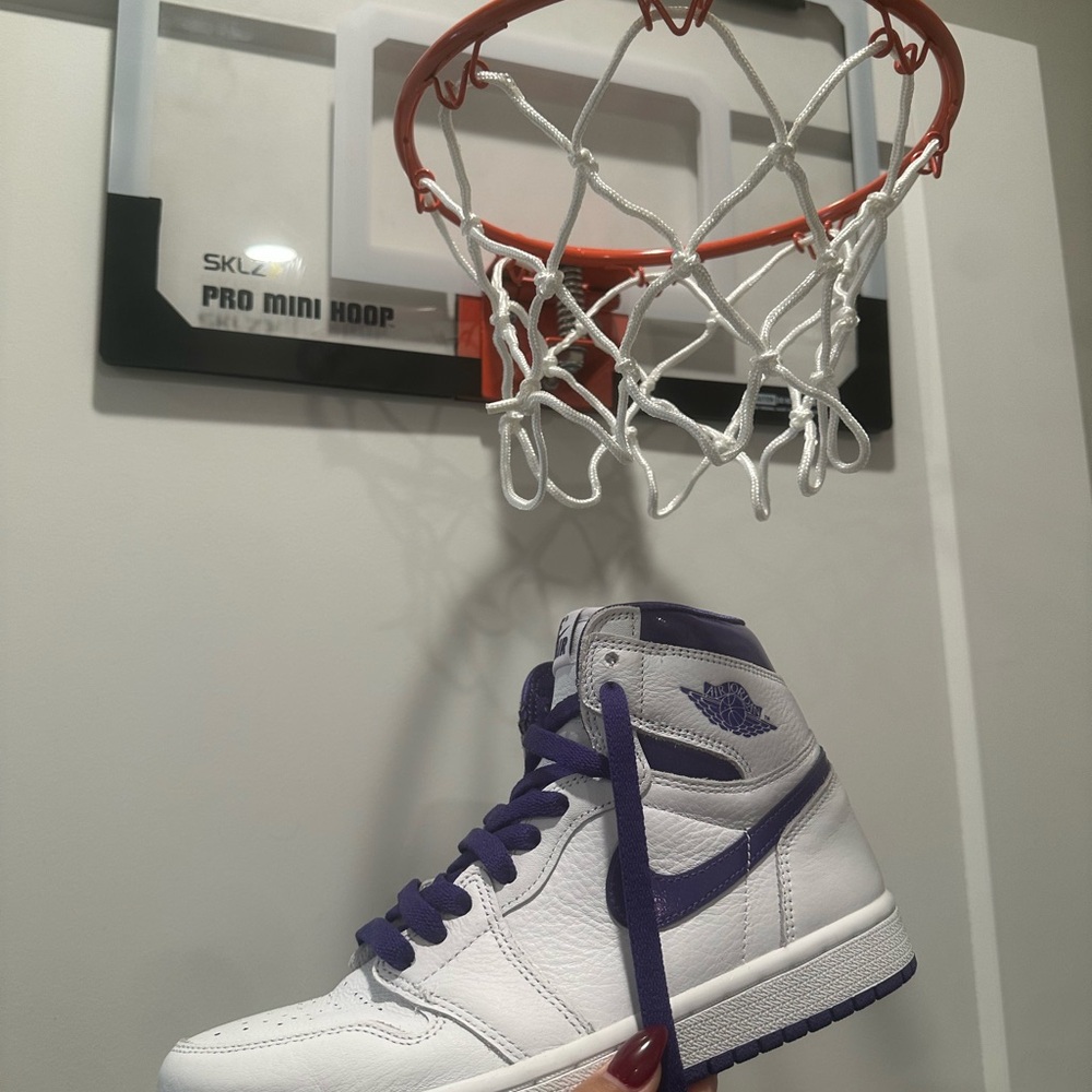 Nike Jordan 1 High Women's Sneakers - White and Purple